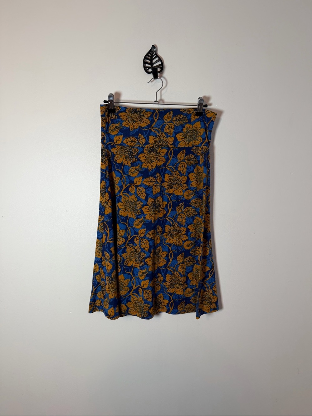 LuLaRoe Blue and Mustard Floral Midi‎ Skirt